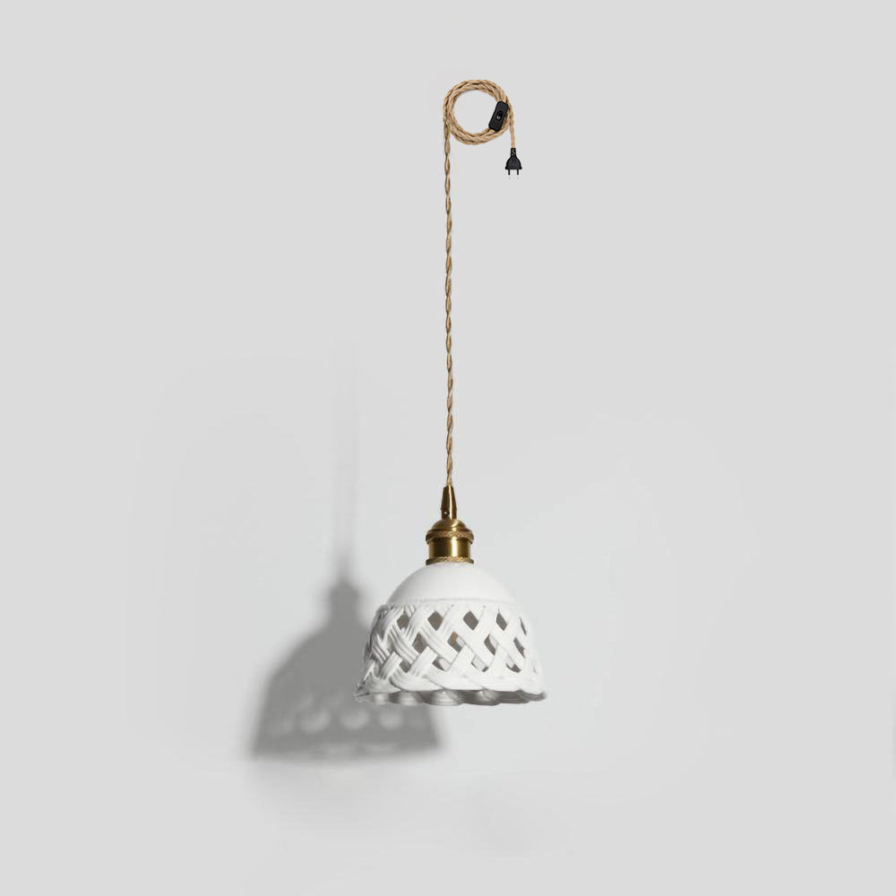Openwork Ceramic Swag Light