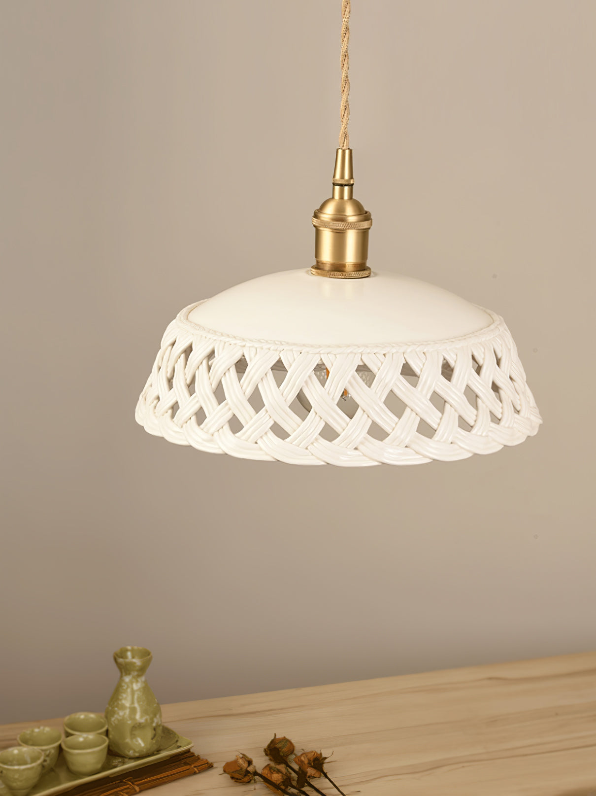 Openwork Ceramic Swag Light