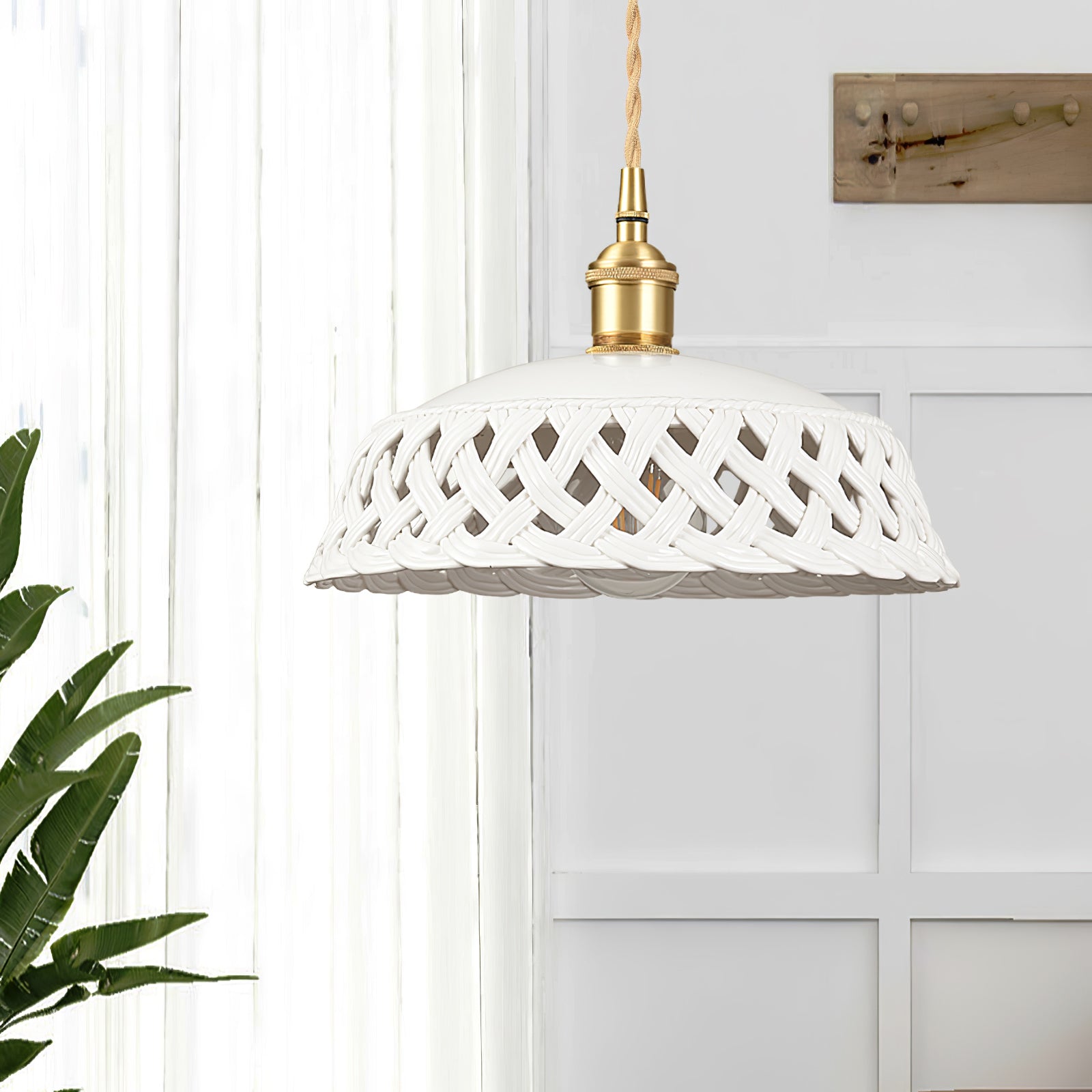 Openwork Ceramic Swag Light