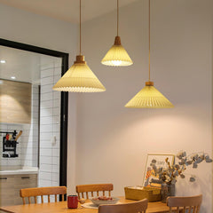 Pleated Wooden Pendant Light