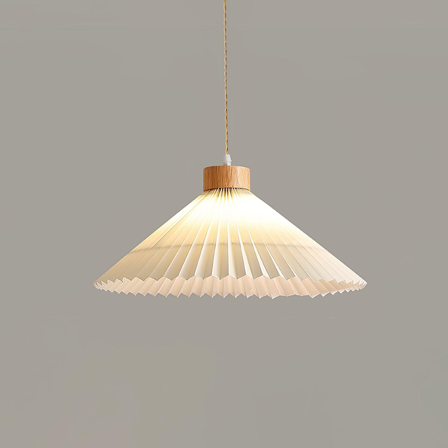 Pleated Wooden Pendant Light
