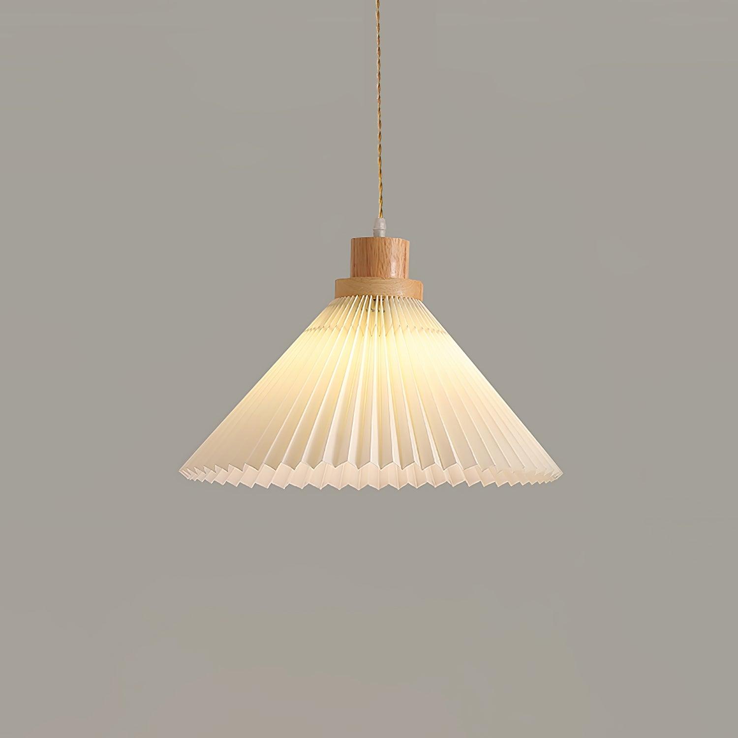 Pleated Wooden Pendant Light