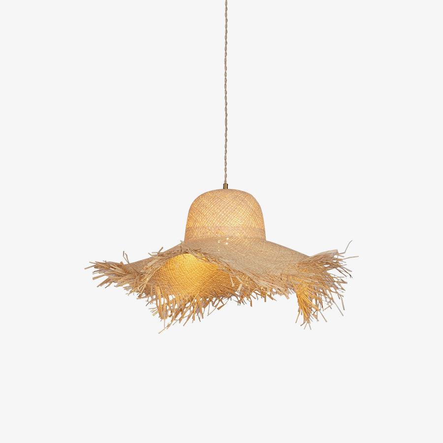 Rattan Straw Hat Pendant Light
