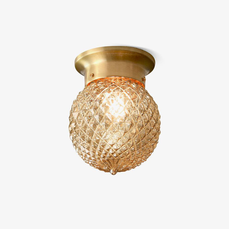 Reeded Globe Flush Ceiling Light