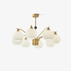 Ribbed Glass Gold Chandelier