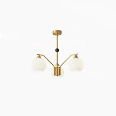 Ribbed Glass Gold Chandelier