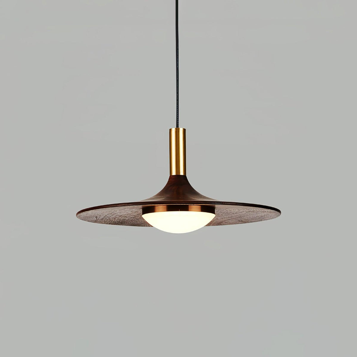 Walnut Wood Dish Pendant Light