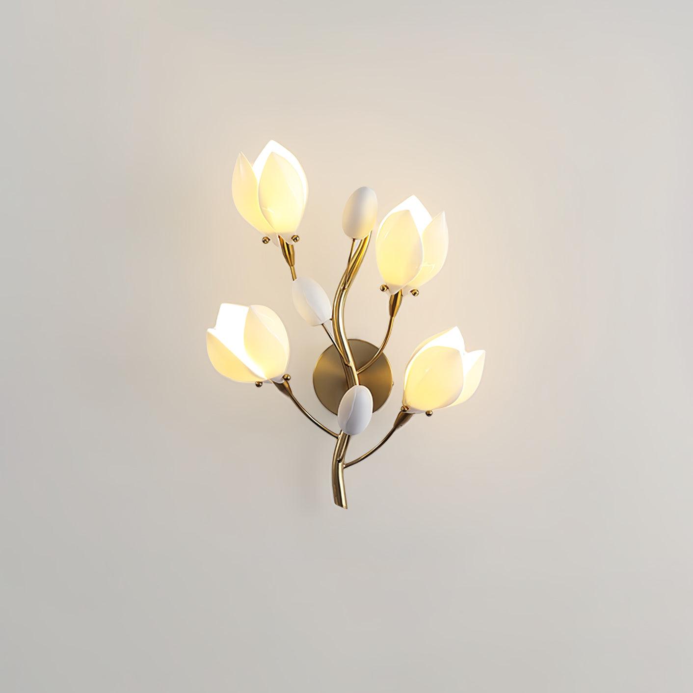 White Porcelain Magnolia Wall Lamp