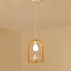Wood Bird Resin Pendant Light