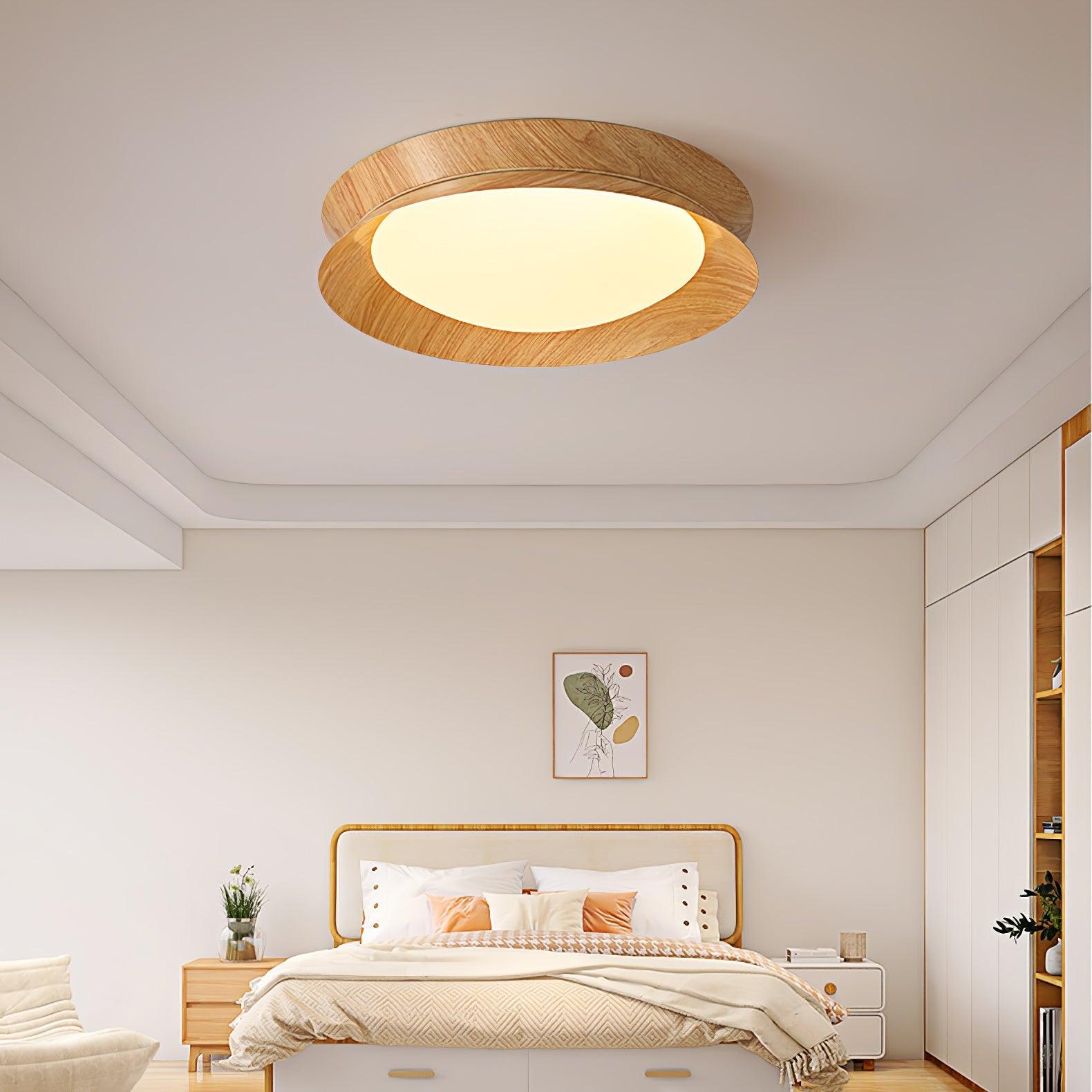 Wood Grain Round Ceiling Light